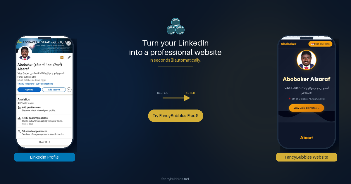 Turn your LinkedIn profile into a professional website with FancyBubbles